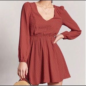 Forever 21 Rust Cream Polka Dot Dress S
